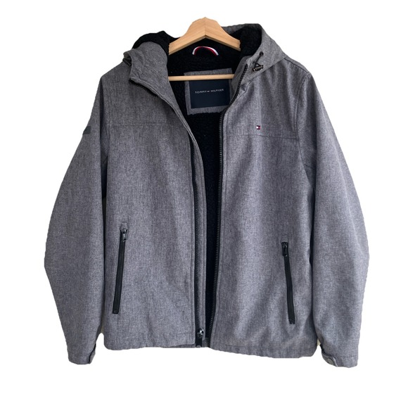 Tommy Hilfiger Men's S Gray Sherpa Lined Hooded Jacket Winter Coat - Picture 1 of 9